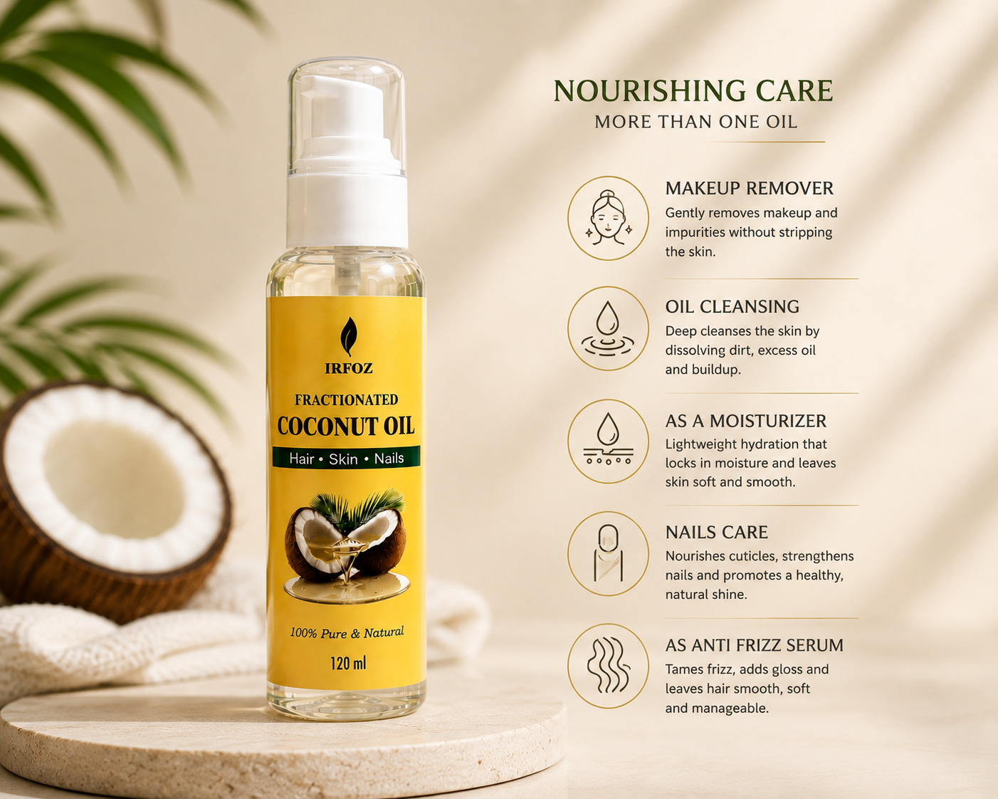 Fractionated Coconut Oil (MCT) - Pure & Lightweight