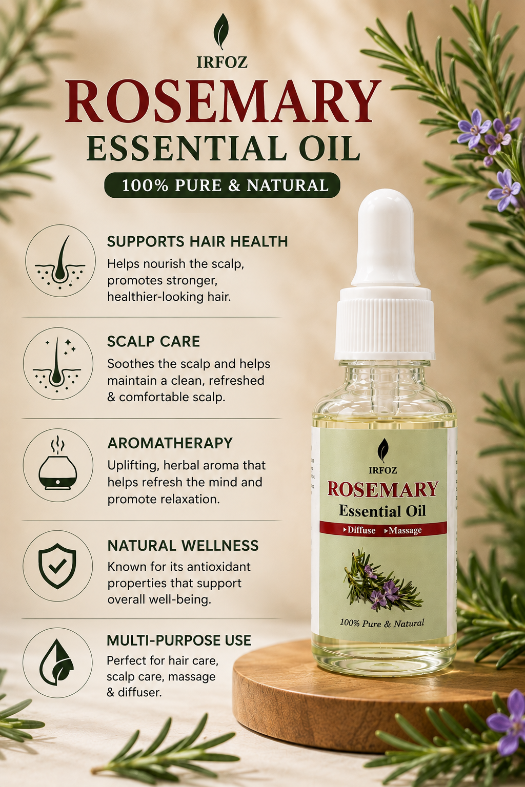Rosemary Essential Oil — Boosts Hair Growth